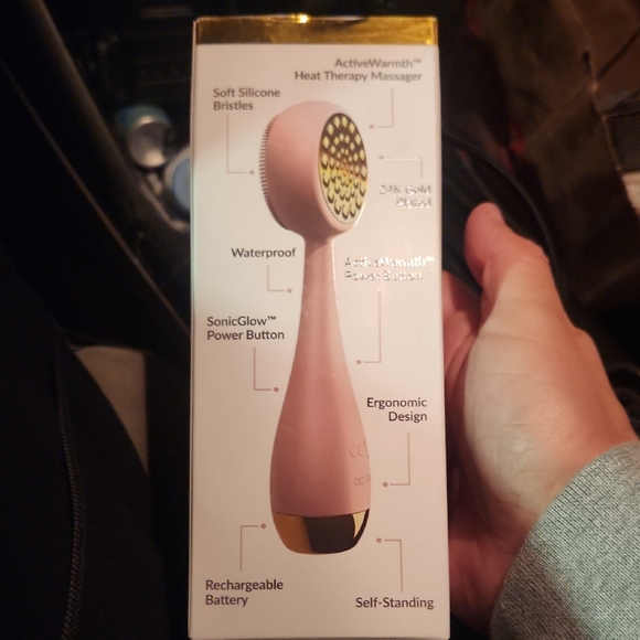 Pink Heat Therapy Massager with Gold Accents